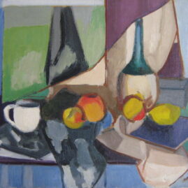 Naturaleza con taza blanca, 1965. Óleo sobre lienzo, 50 x 60 cm