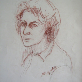 Autorretrato V, 1981. Sanguina sobre papel, 65 x 50 cm