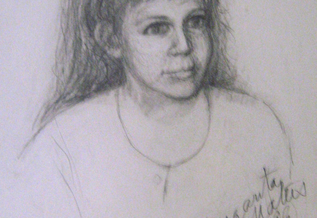 Laurita, 1996. Lápiz carbón sobre papel, 46 x 32 cm