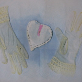 Manos cristalinas junto al corazón herido, 2003. Copia directa, 30 x 43 cm