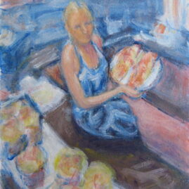 La repostera, 2002. Acrílico sobre cartón, 50 x 35 cm