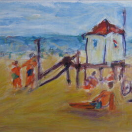 Playa, 2003. Acrílico sobre cartón, 34 x 50 cm.
