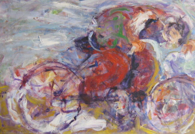 El ciclista, 1993. Acrílico sobre lienzo, 70 x 100 cm