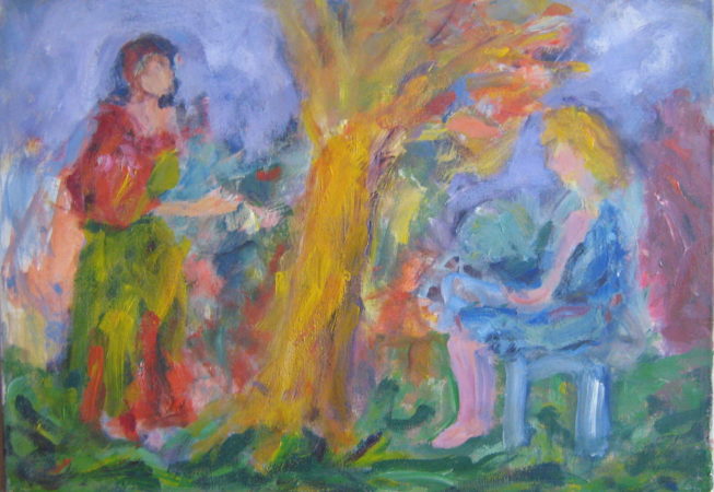 El árbol dorado, 2004.  Acrílico sobre lienzo, 50 x 70 cm