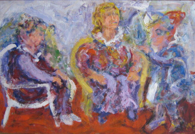 La visita, 1993. Acrílico sobre tabla, 60 x 100 cm