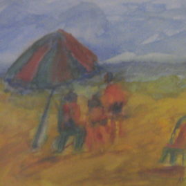 Conversación en la playa, 2004. Acuarela sobre papel, 25 x 35 cm