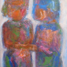 La conversación, 2005. Acrílico sobre lienzo con textura, 60 x 50 cm