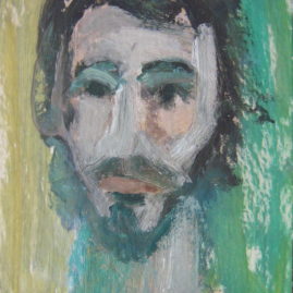Retrato con barba, 1975. Óleo sobre cartón, 33×24 cm
