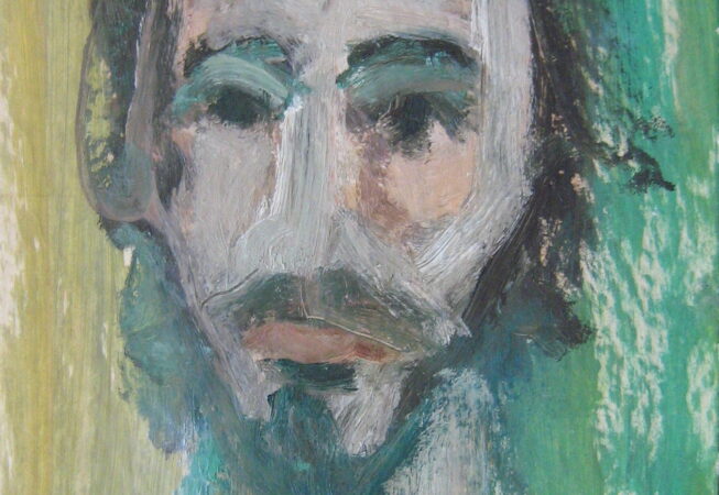 Retrato con barba, 1975. Óleo sobre cartón, 33x24 cm