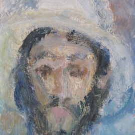 Retrato con sombrero, 1975. Óleo sobre cartón, 33 x 24 cm