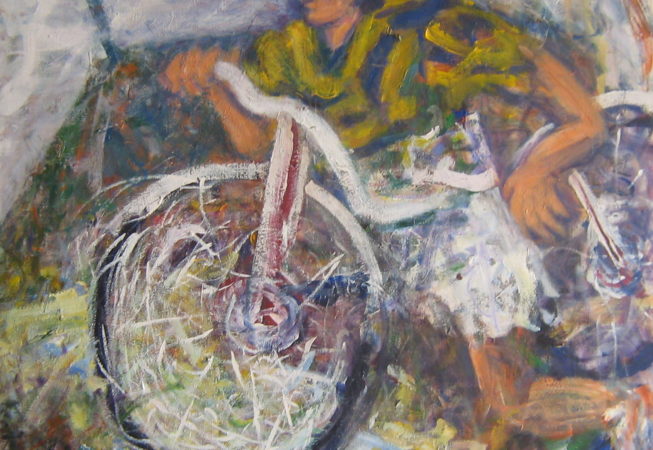 Ciclista II, 1994. Acrílico sobre lienzo, 100 x 100 cm