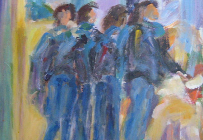 Posturas frente al cuadro, 1995. Acrílico sobre lienzo, 60 x 50 cm