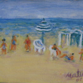 Playa, 2001. Acrílico sobre tabla, 22 x 28 cm