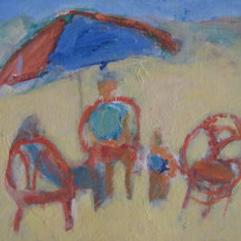 Playa desierta, 2002. Acrílico sobre cartón, 30 x 32 cm