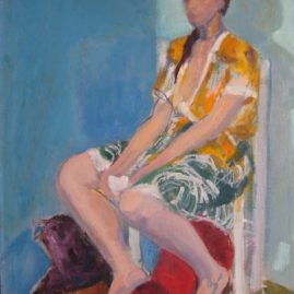 Mujer con taza, Óleo sobre lienzo, 100 x 60 cm