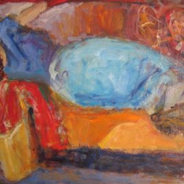 Descanso en el sofá, Óleo sobre lienzo, 70 x 100 cm