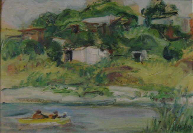 En el Río Quequén, Óleo sobre cartón, 35 x 50 cm