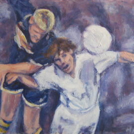 Salto con pelota al hombro, 1999. Acrílico sobre lienzo, 50 x 70 cm