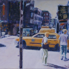 Caminando por Nueva York, 2008. Acrílico sobre lienzo, 50 x 70 cm