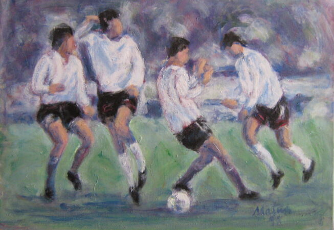 Baile de a dos, 1998. Acrílico sobre lienzo, 50 x 70 cm