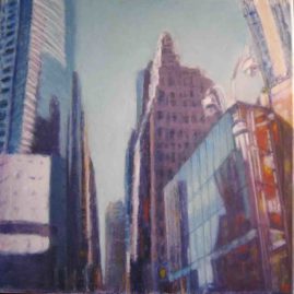 Torres de Nueva York, 2009. Acrílico sobre lienzo, 80 x 80